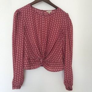 Floral Crop Long Sleeve Blouse M